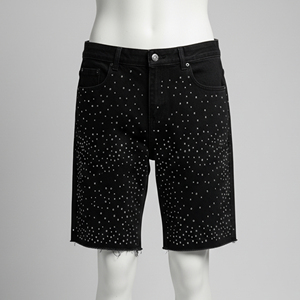 Shorts en jean respirants 100 % coton pour hommes, taille haute, avec cordon de serrage, décontractés, écologiques, prix raisonnables - Product Image 4