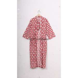 Bata Kimono 100% Algodón con Estampado Floral para Mujer, Ropa de Noche de Verano, Vestido de Playa, Bata con Logo Trasero - Product Image 2