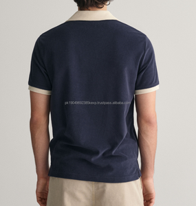 Tela de Rizo 100% Algodón para Camisa Polo con Botones Delanteros, Colores Contrastantes, Transpirable, Patrón Bordado, Suministro ODM - Product Image 2