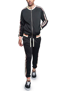Men's Gym Zipper Tracksuit Stretch Sportswear Full Sleeve Jacket Matching Bottoms Comfortable <b>Athletic</b> Performance Apparel - Product Image 3