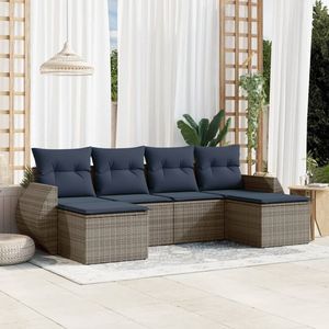 Ensemble de canapés de jardin en polyrotin 6 places, mobilier d'extérieur avec coussins, design contemporain gris - Product Image 3