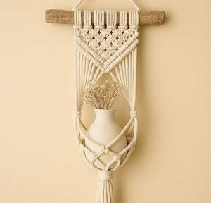 Porte-plante en macramé fait main, corde en coton naturel, tissé à la main, pour plantes suspendues, intérieur, extérieur, maison, balcon, jardin - Product Image 1