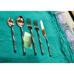 <b>Black</b> Wavy Twig Handle Piece <b>Set</b> Stainless Steel Cutlery Tableware Wholesale Custom Fine Dining Home Kitchen Decors Product Top - Product Image 4