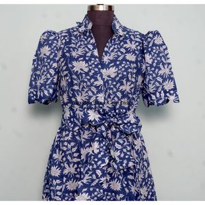 Vestido de Verano de Algodón con Estampado Floral, Hecho a Mano en India, de Manga Corta, para Despedida de Soltera, Ecológico, Regalo Personalizado - Product Image 4