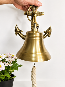 Vintage <b>Brass</b> Nautical Anchor Ship <b>Bell</b> Decorative Hanging <b>Bell</b> Maritime Wall Decor - Product Image 3