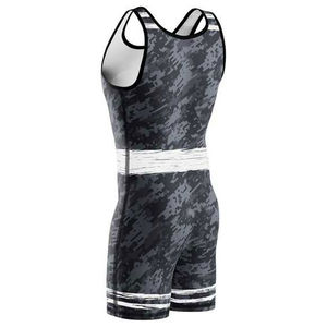 High Quality Custom Sublimated Wrestling <b>Singlets</b> Mens Compression <b>Weightlifting</b> Suits Breathable Camo Skull Training Leotard - Product Image 3