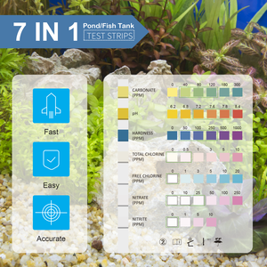 Kit de test de la qualité de l'eau 7 en 1 pour piscine et spa, personnalisé OEM, chlore, dureté, alcalinité, brome, <span class=keywords><strong>pH</strong></span>, bandelettes de test d'eau, 100 bandelettes - Product Image 4
