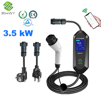 Vente directe d'usine, chargeur de véhicule électrique portable 16A 3,5KW Type 2, charge EV réglable avec prises adaptatrices EU et US