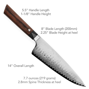 Damascus Steel Chef <b>Knife</b> Premium Kitchen Chef <b>Knife</b> Hand Forged Blade Durable Wooden Handle For Chopping <b>Carving</b> Slicing - Product Image 4