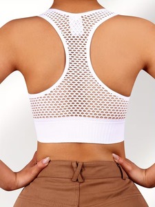 เสื้อชั้นในกีฬาผู้หญิงไร้ตะเข็บ ระบายอากาศได้ดี แบบ Racerback ยืดหยุ่นสูง ขอบยางยืด เหมาะสำหรับออกกำลังกาย ฟิตเนส โยคะ เสื้อครอปท็อป ชุดออกกำลังกาย - Product Image 5