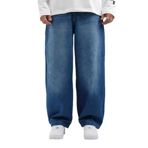 Jeans en denim personnalisables, imperméables et respirants pour l'hiver, avec broderie et trous, coupe droite classique, jeans décontractés pour hommes - Product Image 1