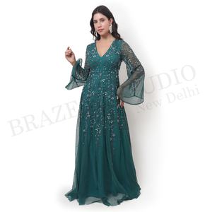 Vestido de fiesta de mujer bordado a mano de último diseñador para ropa de fiesta, ropa de noche diseños personalizados logotipo al por mayor - Product Image 1