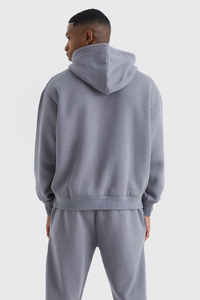 Ensemble survêtement décontracté homme en molleton de coton avec impression sérigraphiée OEM personnalisée, style streetwear vintage délavé, comprenant un sweat à capuche et un pantalon de jogging - Product Image 4