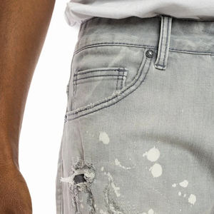 Nouvelle Arrivée Short en Jean Décontracté pour Homme Coupe Ample Facile à Porter Vente Directe Usine Style Salopette Tricotée Délavé Foncé pour l'Été - Product Image 4