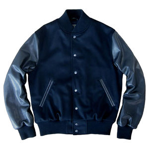 Veste universitaire en cuir PU de haute qualité personnalisée pour hommes, style streetwear, col montant, broderie, manches universitaires - Product Image 1