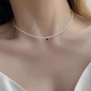 Collier en argent S925 avec perles de Zhuji, fermoir papillon Fritillaire, perles d'eau douce non-cœur de 7-8 mm, chaîne courte - Product Image 4
