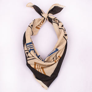 Bandana carré en coton doux imprimé au bloc Bagru, fait main, style vente en gros, 55*55cm, pour femme, pour la tête et le cou, promotionnel, personnalisable - Product Image 1