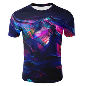 T-shirt à manches courtes pour homme, design imprimé par décoloration, tissu en toile respirant, écologique, séchage rapide, coupe classique, en coton - Product Image 5