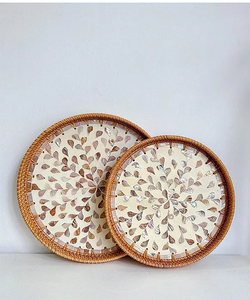 Bandeja de ratán y nácar para servir comida, dulces y decoración navideña, al precio más bajo. - Product Image 5