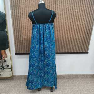 Women's Boho Floral Printed Silk Viscose Polyester Woven Loose Silhouette Floor-Length <b>Dress</b> Spaghetti Strap Regular Fit Casual - Product Image 2