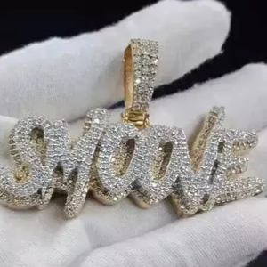 Pendentif personnalisé en argent sterling plaqué or avec moissanite véritable taille ronde de 2,50 carats, cadeau hip-hop pour femme, style Tishya Diamond - Product Image 1