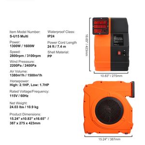 Soplador Inflable de 1500W 2.1 HP, Bomba de Aire Comercial para Casa de Brinco y Castillo Inflable, 3100 RPM, Equipo de Entretenimiento al Aire Libre de Gran Tamaño - Product Image 4