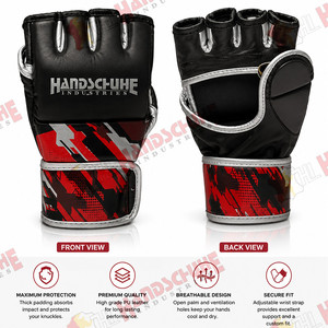 Gants de boxe et d'arts martiaux en cuir noir, nouveaux gants d'entraînement MMA, gants de Muay Thai, gants MMA personnalisables - Product Image 4