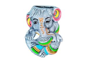 Vase décoratif en argile artisanal Art Déco pour mariage, anniversaire, Diwali, représentant le Dieu Ganesha (design vertical) - Product Image 2