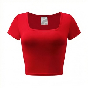 Camiseta Corta de Manga Corta para Mujer, Hecha de Tela de Algodón, Camisetas Elegantes de Boutique, Ropa Deportiva de Moda, Ropa de Gimnasio - Product Image 1
