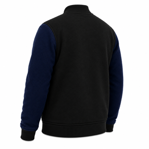 Factory Price <b>Mens</b> Varsity <b>Jacket</b> Snap Button Front Fleece Contrast Sleeves <b>Baseball</b> <b>Jacket</b> Plain Wholesale <b>Men</b> Varsity <b>Jacket</b> - Product Image 4