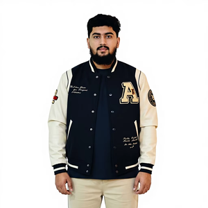 Veste universitaire pour homme de haute qualité avec logo personnalisé, en polaire et cuir, broderie streetwear, style bomber, pour l'hiver et le printemps - Product Image 1