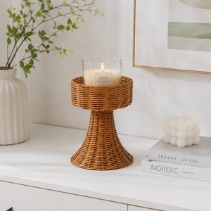 Wholesale <b>Rattan</b> Candle Holder Set Natural Wicker Candle Stand Decorative Tabletop <b>Lantern</b> for Home and Hotel Decor - Product Image 1