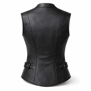 Gilets en cuir pour femmes, style motard, avec designs personnalisés - Fabricant OEM pour les commandes en gros - Product Image 2