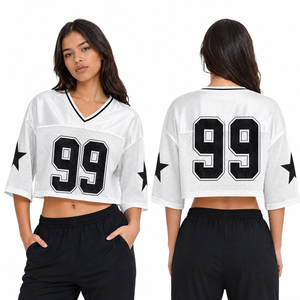 Jersey de Fútbol Americano Corto Personalizado para Mujer, con Número de Equipo, Cuello en V, Manga Corta, Ropa Deportiva de Moda, Fabricante - Product Image 1