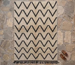 100% Wool Handmade Berber <b>Moroccan</b> Rugs | Hand Knotted Beni Ourain Wool Area Rugs | Boho Shaggy Tribal Carpet - Product Image 6