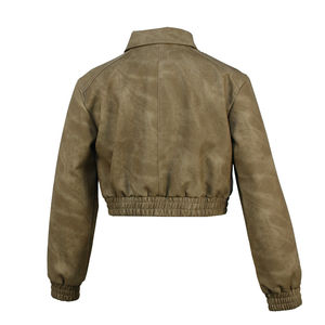 Promoción: Chaqueta de Cuero Genuino Negra para Mujer, Corte Ajustado, Estilo Motero con Detalles en Mezclilla, Moda Primavera-Otoño - Product Image 2