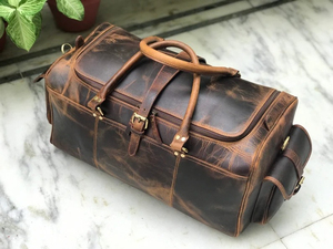 Sac de voyage unisexe en cuir véritable de haute qualité, grande capacité, durable, pour sports de plein air, avec logo personnalisé, imperméable, pour la gym - Product Image 6