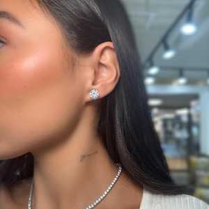 6 Carat Round Cut Lab Grown Diamond Stud Earrings 3ct Three Prong Martini Solitaire For Women 10k 14k 18k <b>Solid</b> Gold Manufacture - Product Image 2