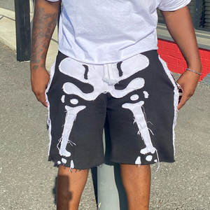 Pantalones Cortos Personalizados para Hombre, 100% Algodón, Felpa Francesa, Estampado de Letras en Relieve, Cintura Elástica con Cordón, Estilo Vintage - Product Image 3