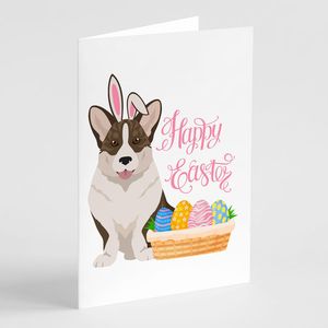 Brindle Cardigan Corgi Whimsical A7 <b>Easter</b> Greeting <b>Cards</b> <b>Pack</b> of 8 Blank Note <b>Cards</b> with Envelopes 5x7 Size - Product Image 1