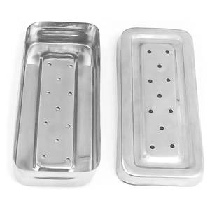 ถาดใส่เครื่องมือผ่าตัด COBECO INSTRUMENTS สแตนเลสสตีล รูปทรงสี่เหลี่ยมผืนผ้า มีรูระบายอากาศ สำหรับการฆ่าเชื้อ ใช้ทางการแพทย์ ได้รับการรับรองมาตรฐาน CE - Product Image 1
