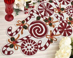 Handmade Embroidered Fabric Table <b>Runner</b> Rectangle <b>Green</b> Leaf Design Luxury Eco-Friendly Lightweight 5mm Thickness Mat - Product Image 1