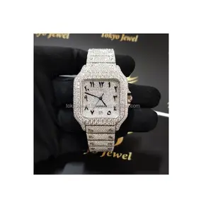 Customized Branded Iced Out High Quality Luxury Gold Silver Original Hip Hop Men Moissanite Diamond Wrist Watch at Low Price