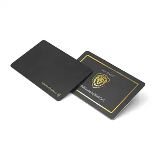 นามบัตร NFC พร้อมโลโก้แกะสลักเลเซอร์สีดำทำจากโลหะ VIP ปรับแต่ง CR80ได้