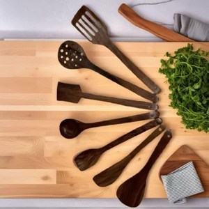 Ensemble de cuillères en bois de Sheesham fabriquées à la main |   Ustensiles de cuisine naturels marron style simple, sans danger pour les aliments, pour le camping - Product Image 2