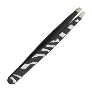 Pinzas de Precisión para Pestañas de Acero Inoxidable con Punta Lisa, Opciones Dentadas/Serradas, Diseño con Patrón de Zebra, 10 mm de Longitud - Product Image 1