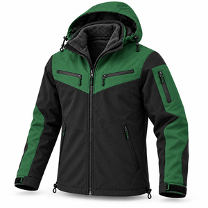 Veste Softshell d'hiver pour homme ODM, imperméable, doublure polaire chaude, blocs de couleur, capuche amovible, multi-poches, pour les voyages en plein air - Product Image 2
