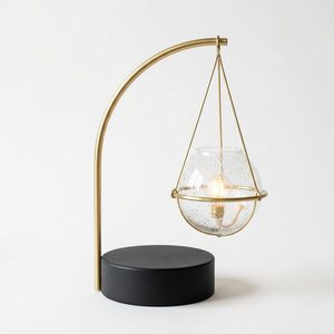 Handmade 42 cm Black <b>Brass</b> Glass Candle <b>Lantern</b> Vintage Off-Axis Silhouette Cantilever Orb Design for Home Decor - Product Image 1