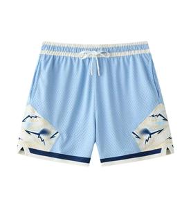 Pantalones Cortos de Baloncesto para Hombre, Estilo Urbano, de Secado Rápido, Poliéster, Logotipo Personalizado, Decoración Retro, Borde Recto, Malla - Product Image 3