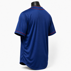 Maillot de baseball bleu marine pour homme, manches courtes, boutons sur le devant, tissu respirant en polyester, couleur unie, vêtements de sport - Product Image 5